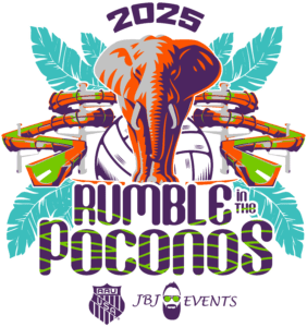 Rumble in the Poconos AAU youth volleyball tournament 2025 logo jbj events