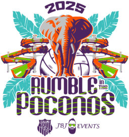 Rumble in the Poconos AAU youth volleyball tournament 2025 logo jbj events